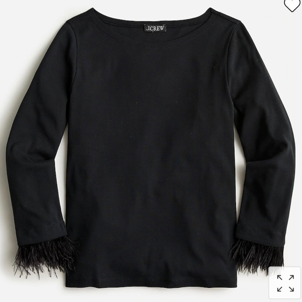 J Crew Feather Cuff Cotton T-shirt Size XXL